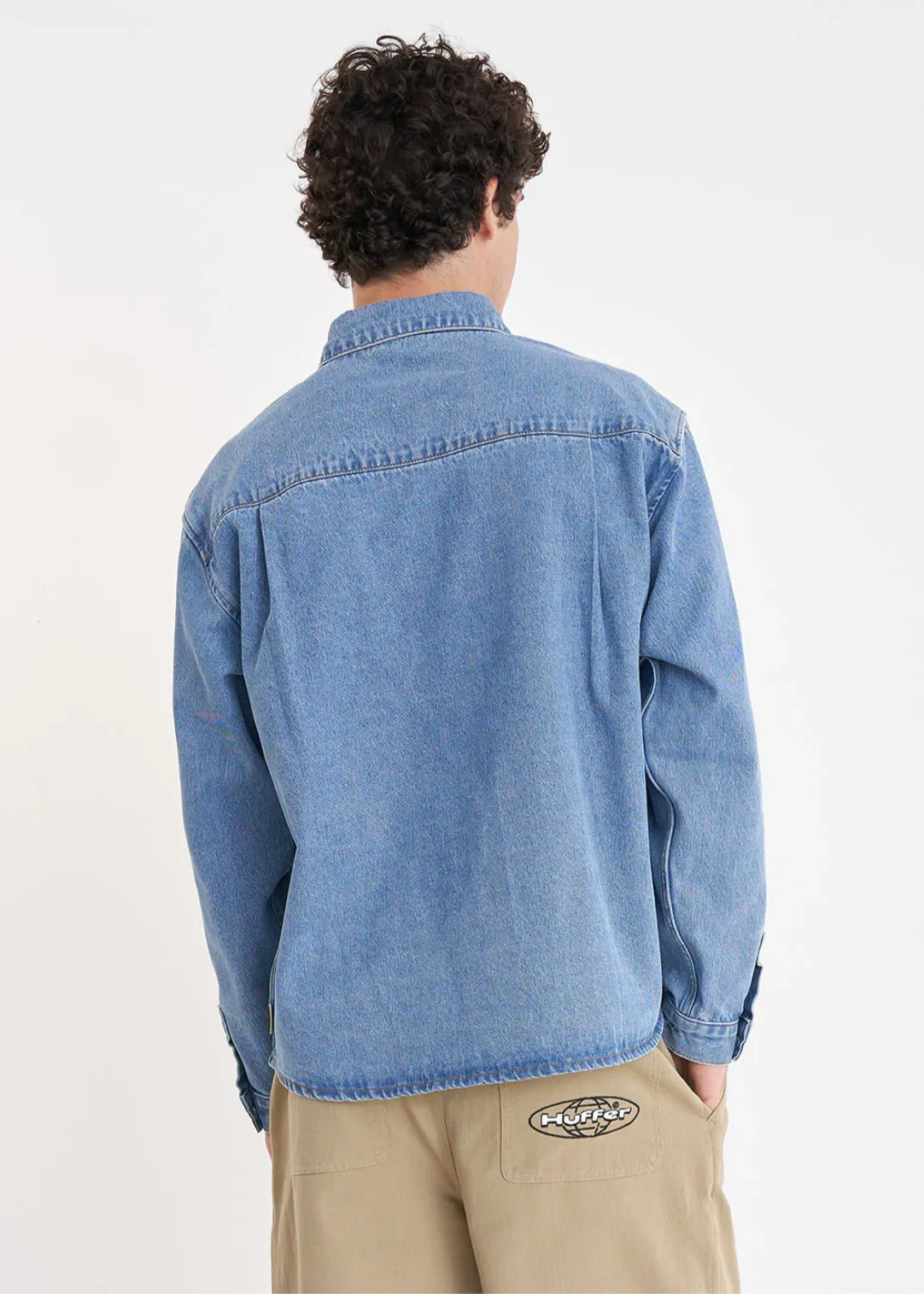 HUFFER Denim Cube Shirt - Mid Wash