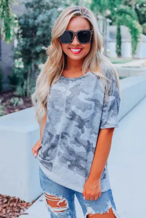 Just For A Minute Camo Top
