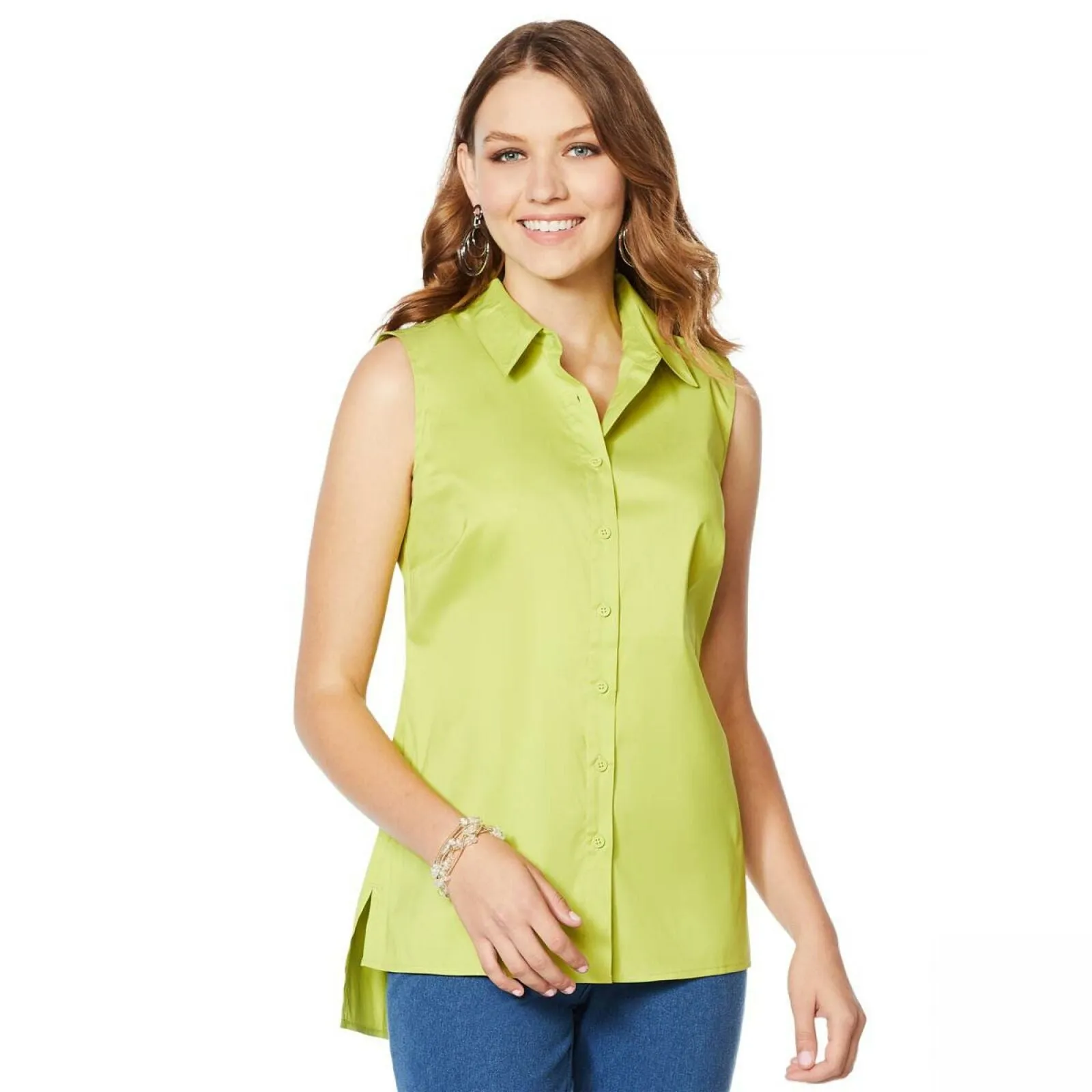 Lemon Way Women's Plus Size On-the-Go Wrinkle Resistant Sleeveless Blouse