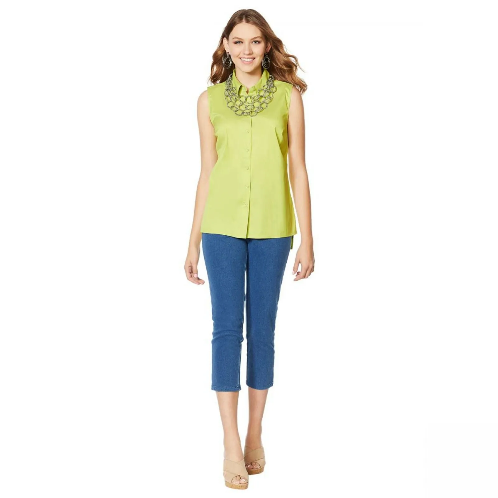 Lemon Way Women's Plus Size On-the-Go Wrinkle Resistant Sleeveless Blouse