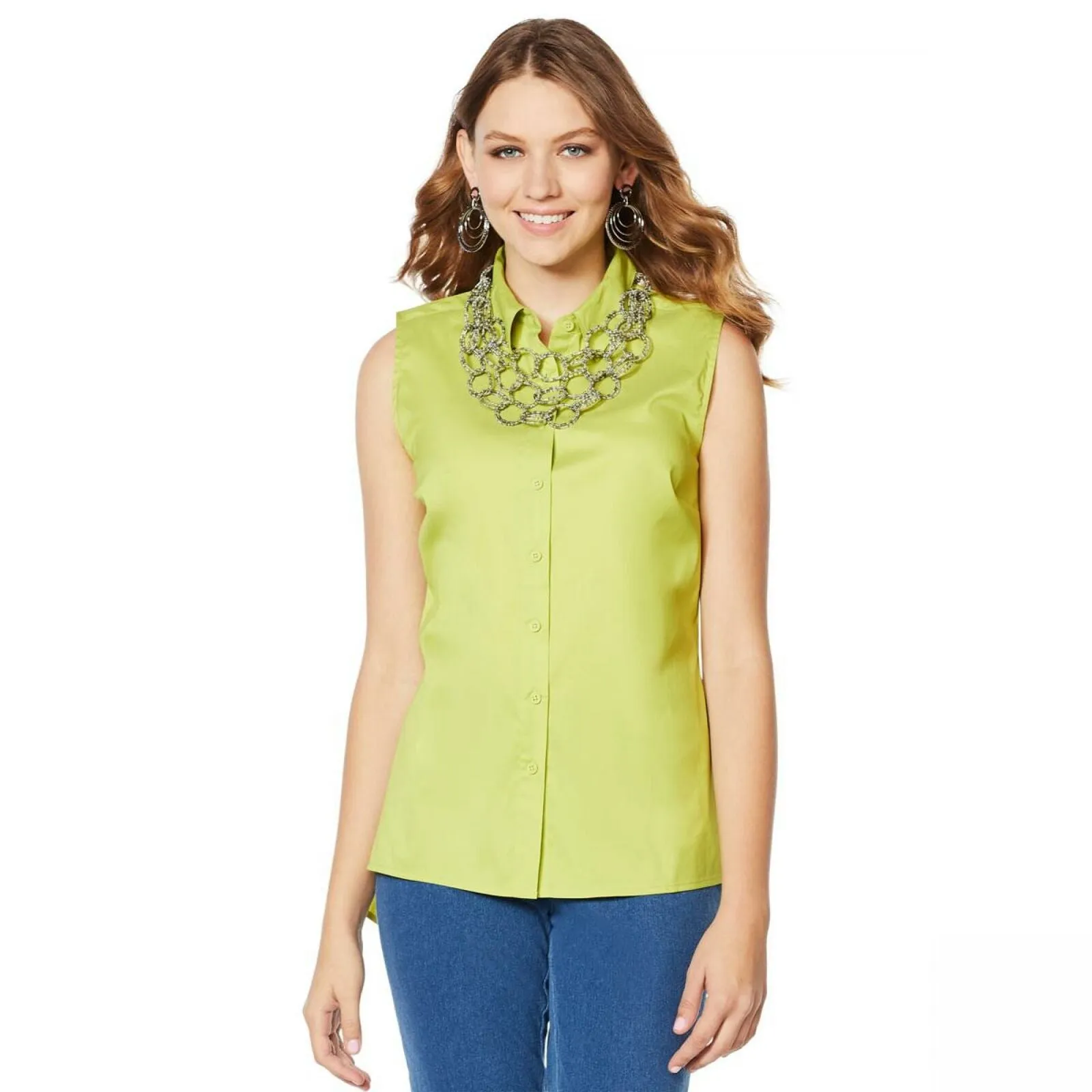 Lemon Way Women's Plus Size On-the-Go Wrinkle Resistant Sleeveless Blouse