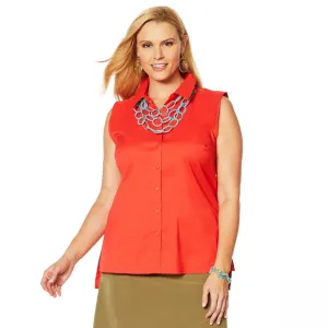 Lemon Way Women's Plus Size On-the-Go Wrinkle Resistant Sleeveless Blouse