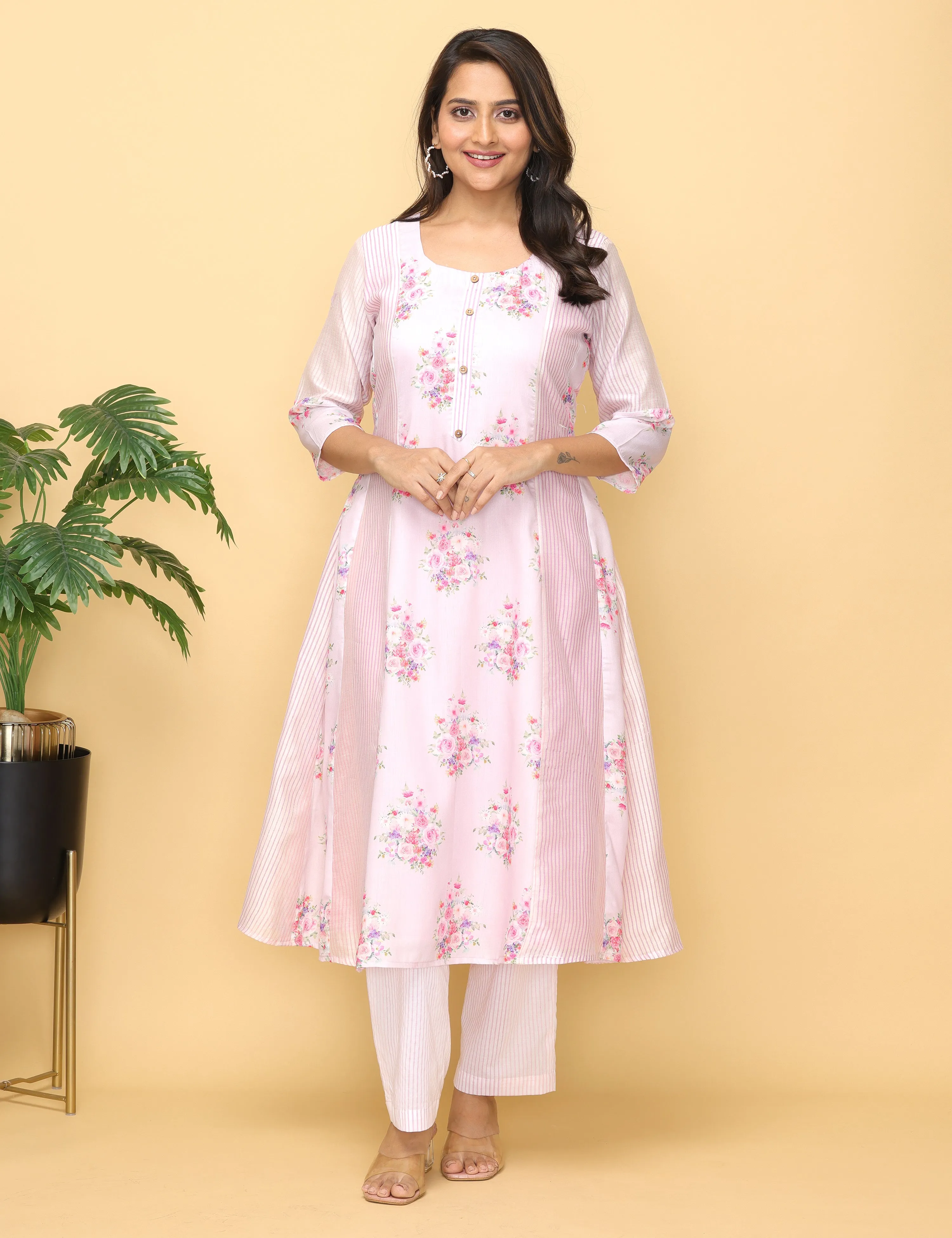 Lilac Snow Modal Muslin Suit