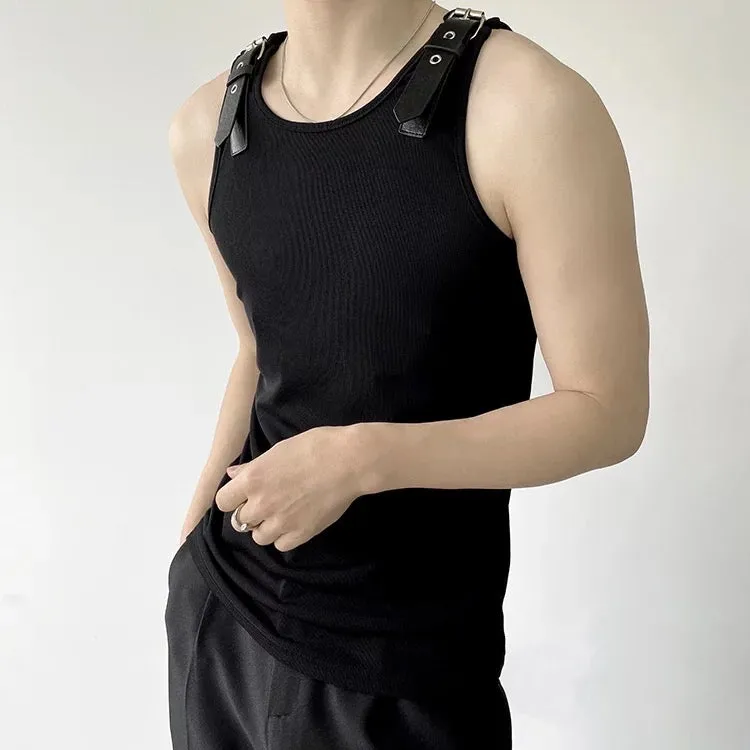 Luxury Rich' Summer Tank Tops With Leather Buckle Straps
