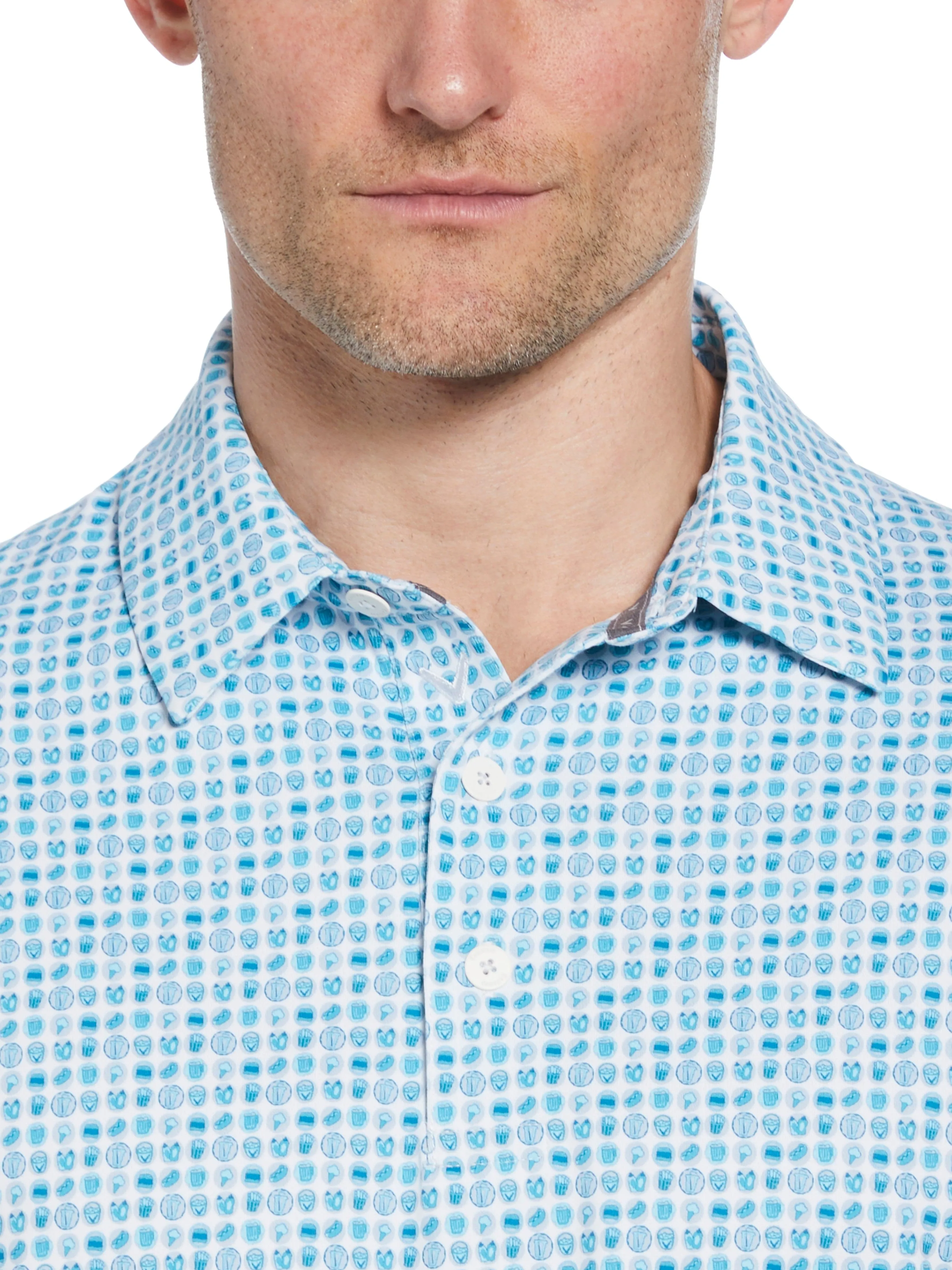 Mens 18th Hole Food Print Polo