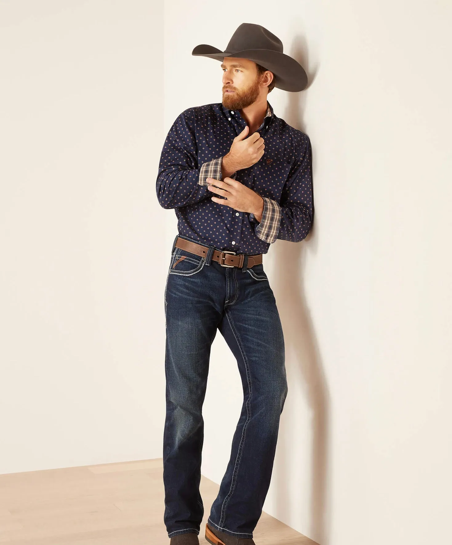 Men’s Ariat Darkest Indigo Wrinkle Free Kaiser Classic Fit Shirt