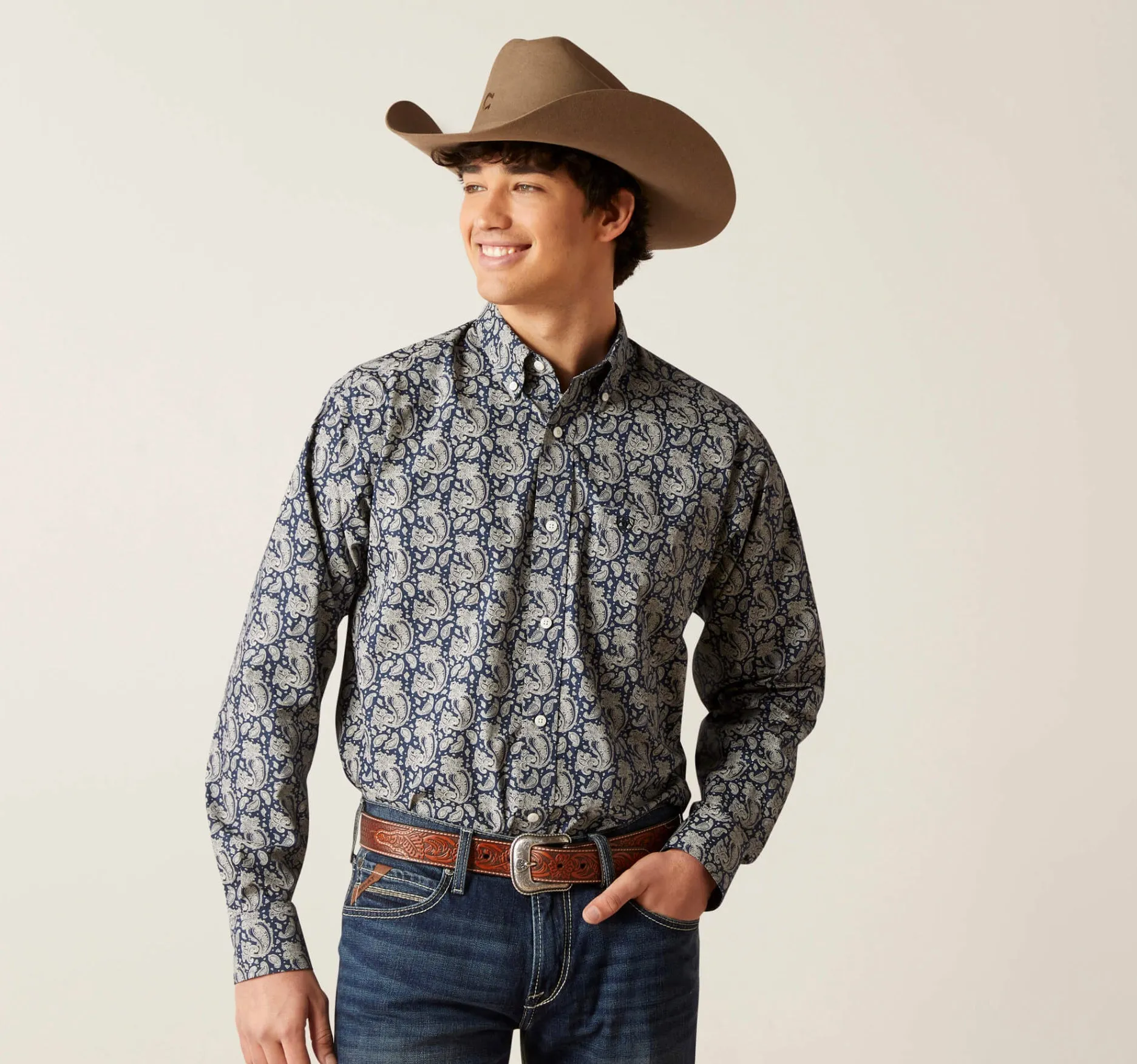 Men’s Ariat Deep Pacific Wrinkle Free Kohen Classic Fit Shirt