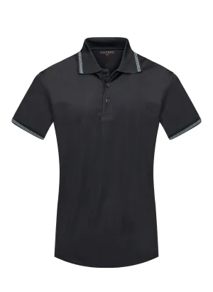 Men's Black Fancy Polo Shirt