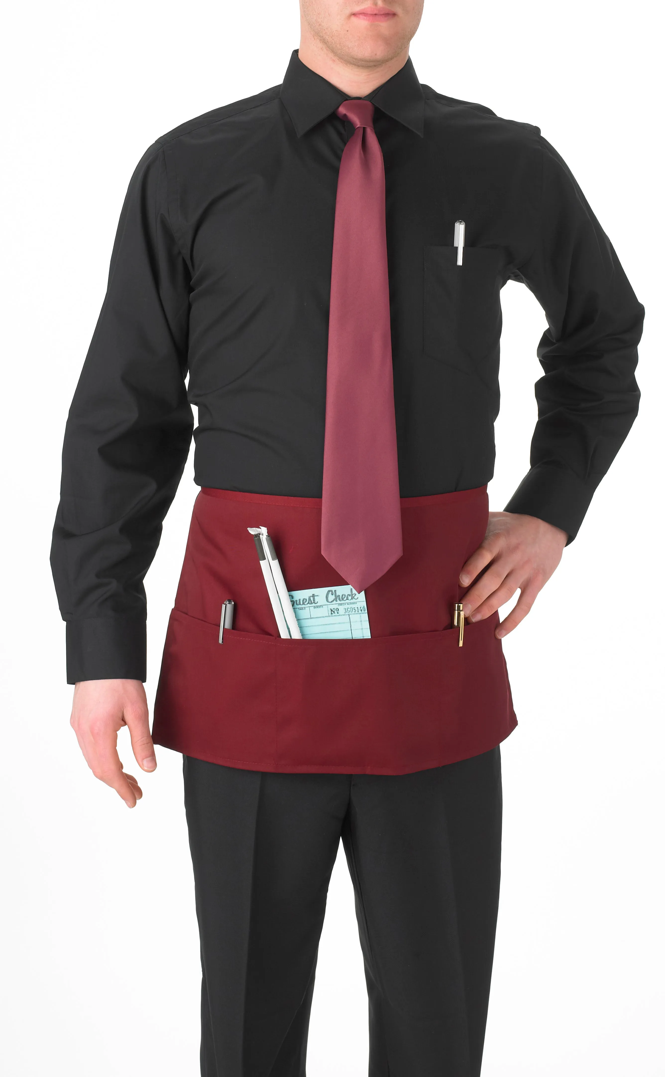 Men's Black, Long Sleeve Dress Shirt with Chest Pocket