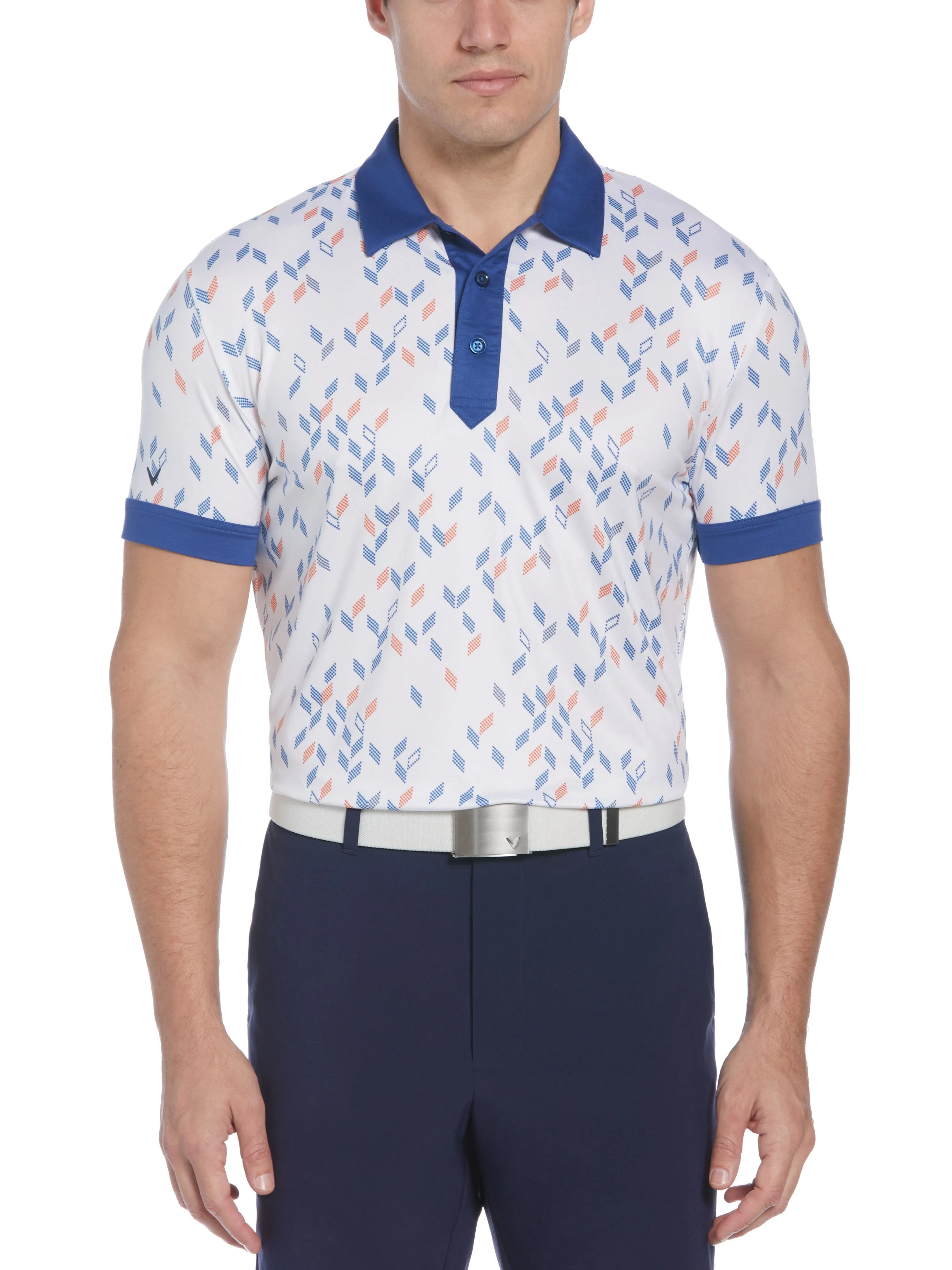 Mens Callaway X All-Over Geo Chevron Print Golf Polo