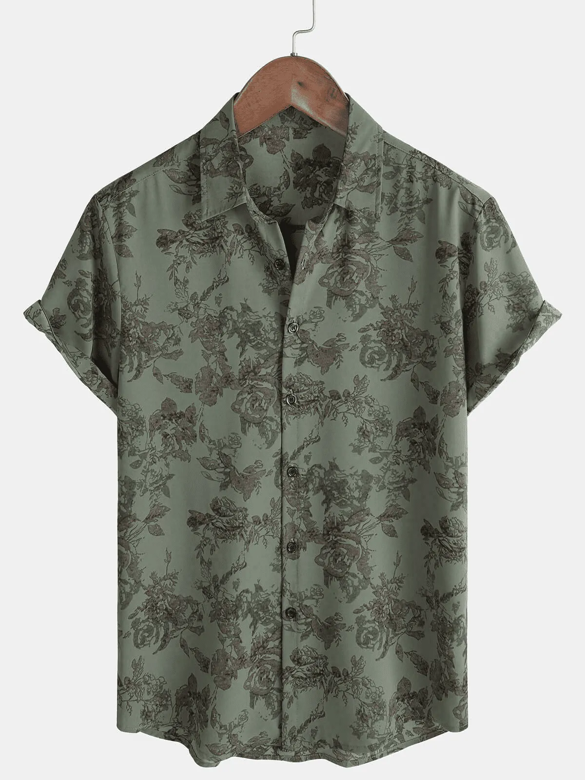 Men's Casual Floral Holiday Short Sleeve Summer Button Up Shirt