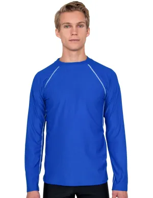 Men's  Chlorine Resistant Long Sleeve Rash Guard - Royal