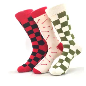 Mens Colorful Crew Socks - Premium Cotton Fun socks with Soft Elastic - 3 Pack Bundle