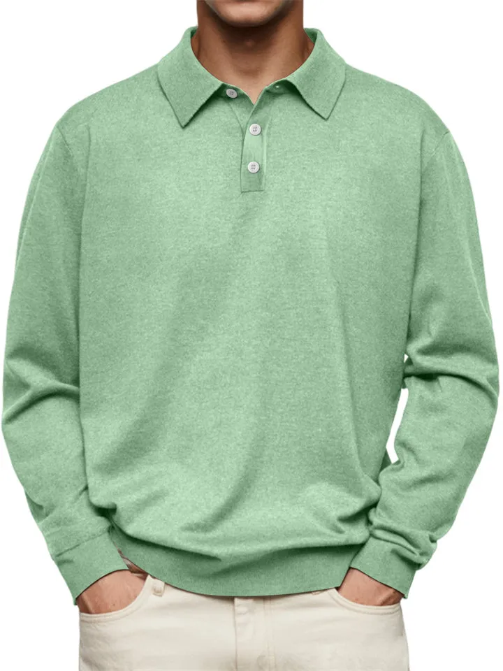 Men's Cozy Long Sleeve Polo Shirts