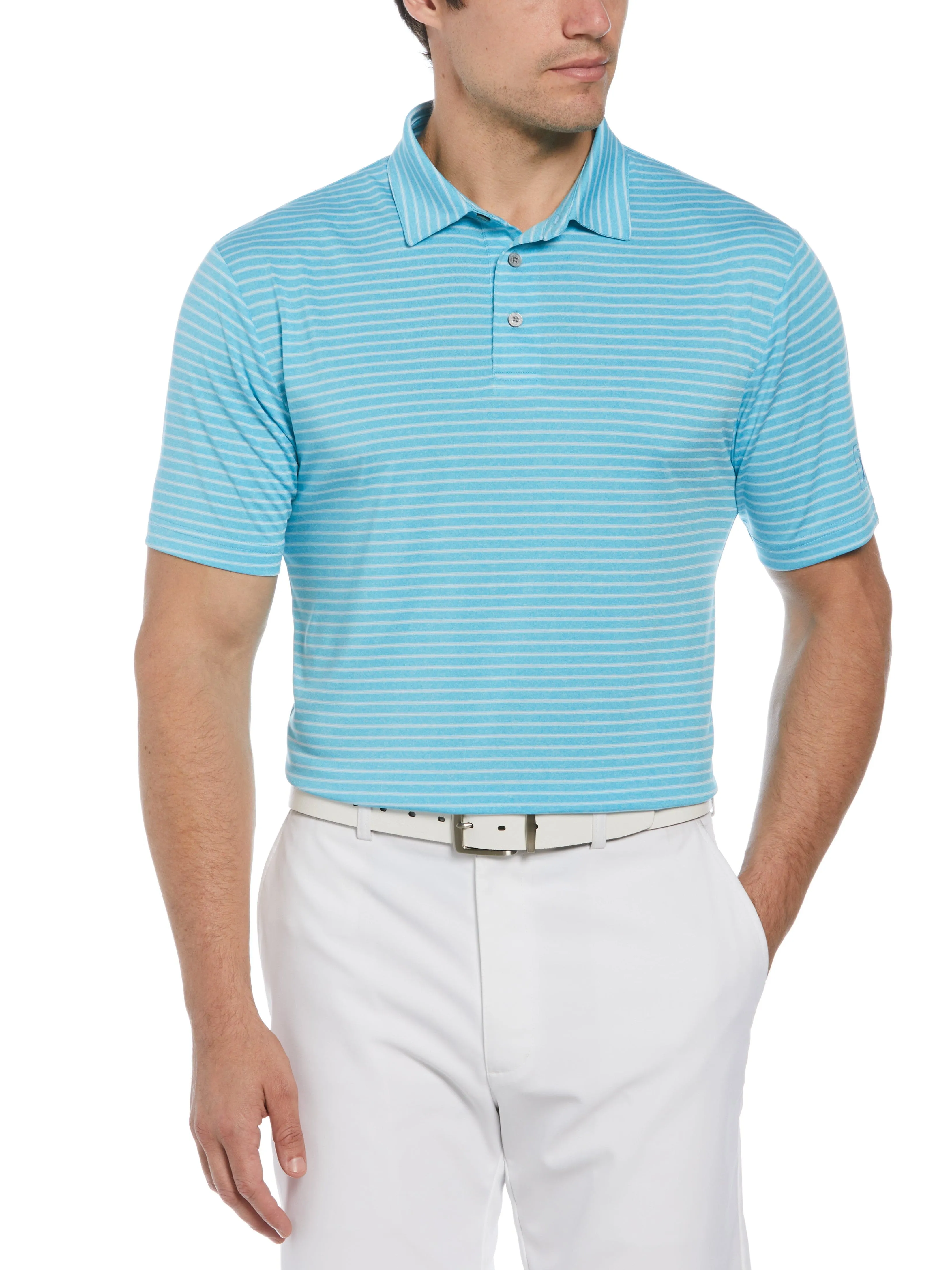 Men's Heather Feeder Stripe Golf Polo