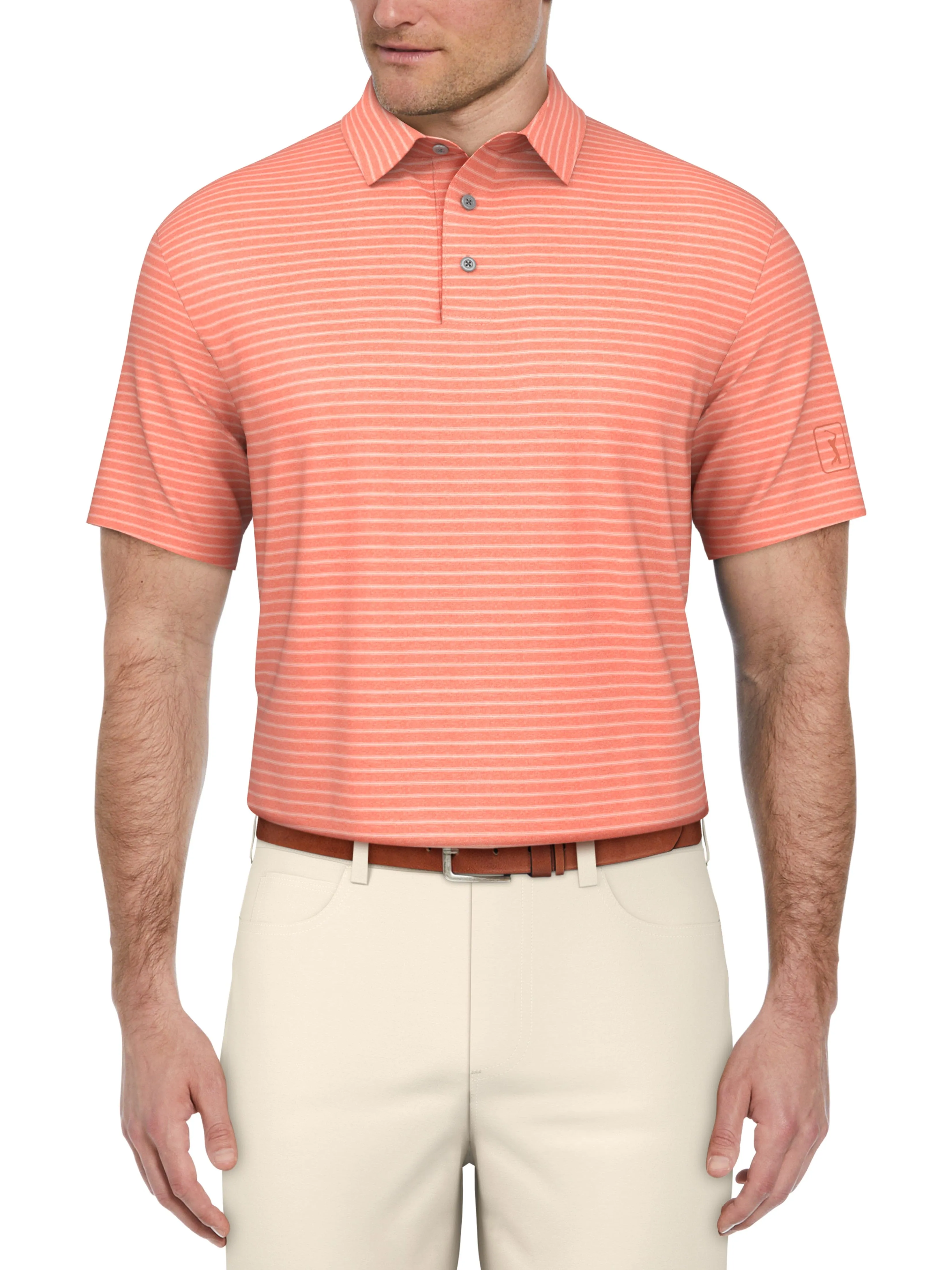 Men's Heather Feeder Stripe Golf Polo