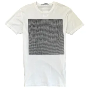 Men's Logo Striped Square T-Shirt White Size M