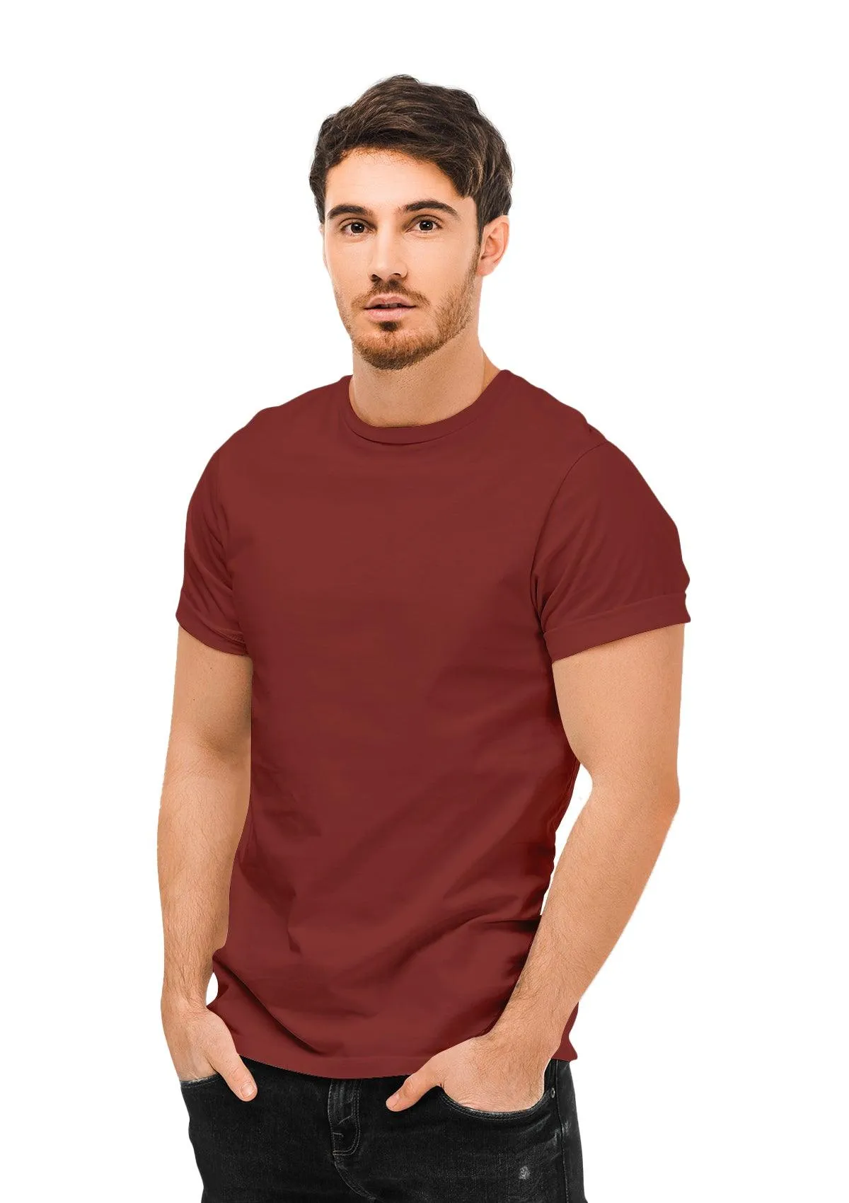 Men's Rust Brown Cotton T-Shirt