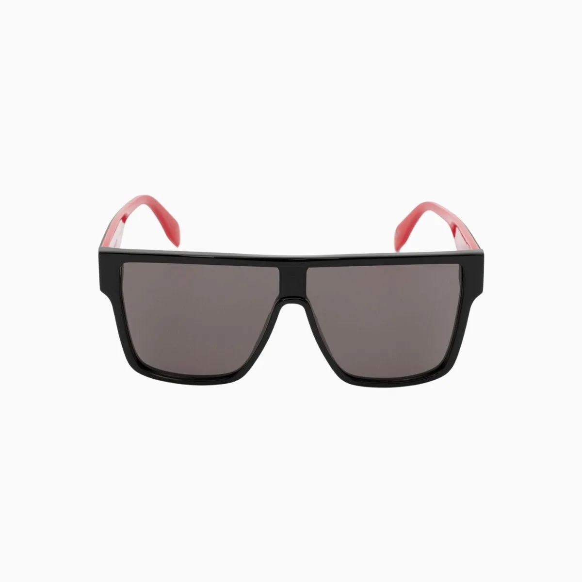 Men's Selvedge Oversized Mask Sunglasses in Black Red