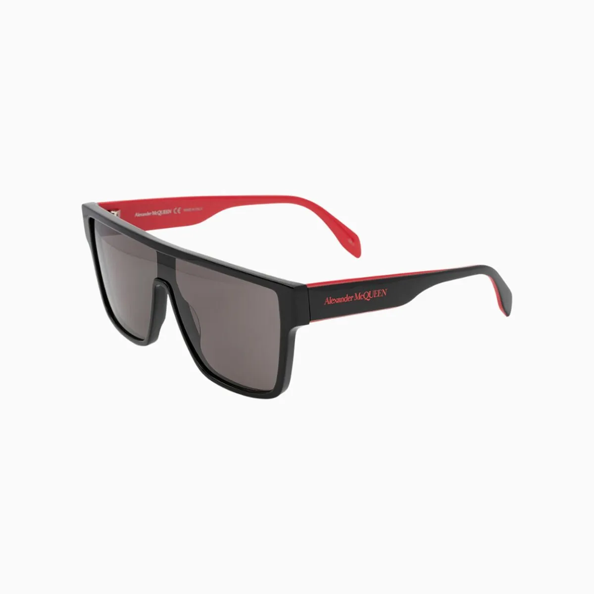 Men's Selvedge Oversized Mask Sunglasses in Black Red