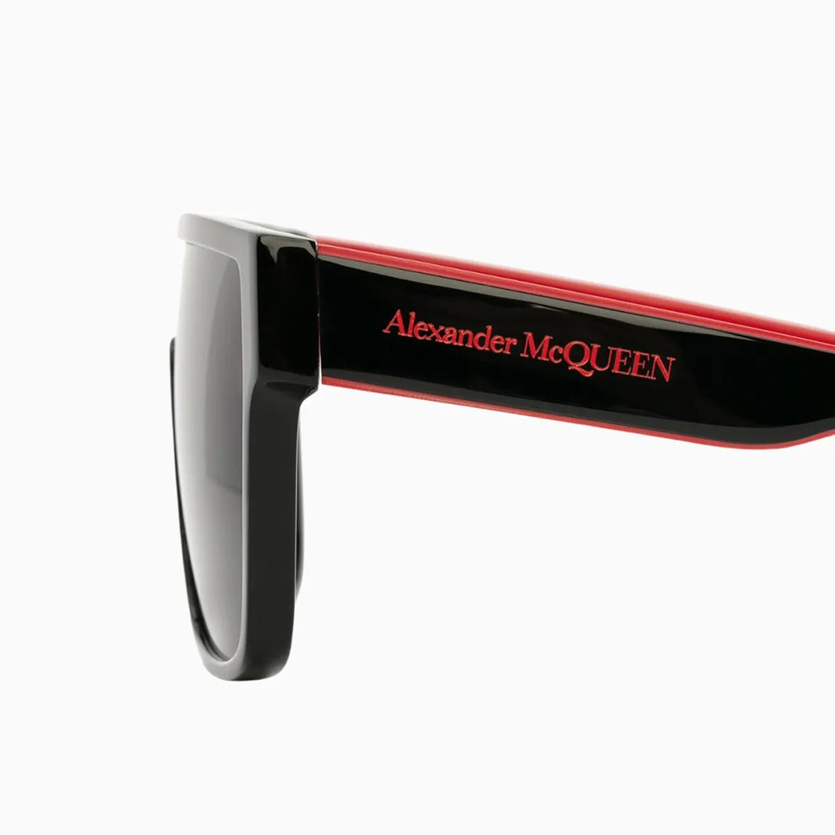 Men's Selvedge Oversized Mask Sunglasses in Black Red