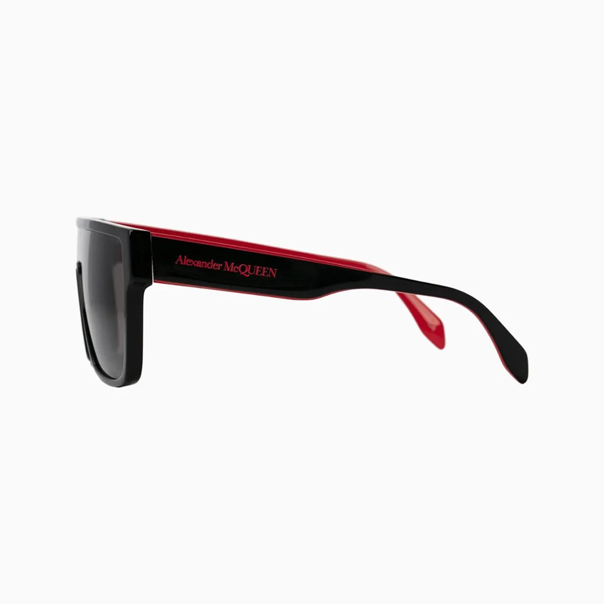 Men's Selvedge Oversized Mask Sunglasses in Black Red