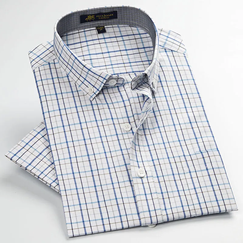 Men's shirts Fashion Casual Plaid short sleeve shirt men Dress shirt spring summber style shirts for man