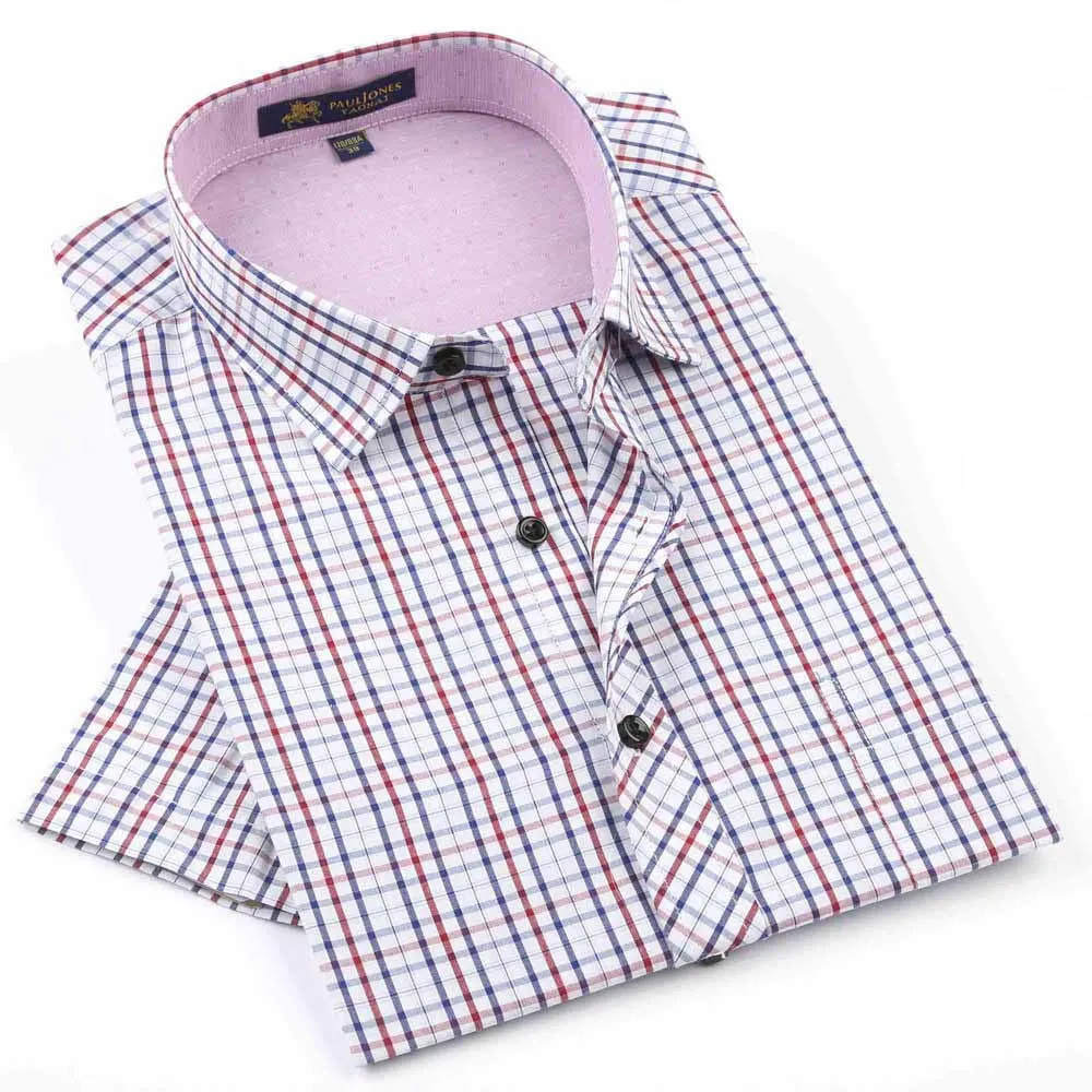 Men's shirts Fashion Casual Plaid short sleeve shirt men Dress shirt spring summber style shirts for man