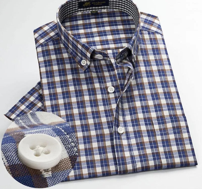Men's shirts Fashion Casual Plaid short sleeve shirt men Dress shirt spring summber style shirts for man