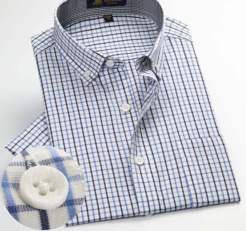 Men's shirts Fashion Casual Plaid short sleeve shirt men Dress shirt spring summber style shirts for man