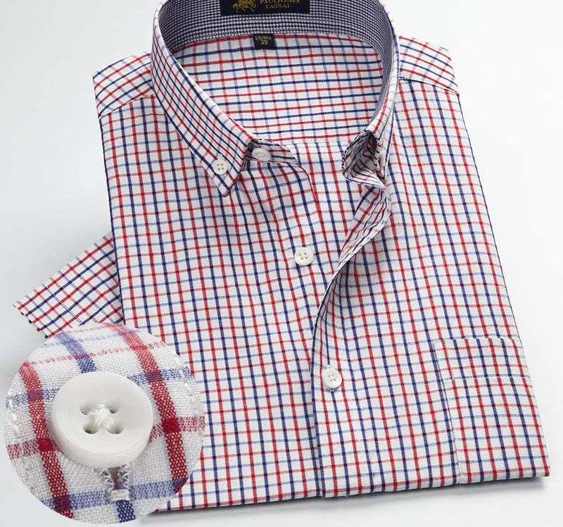 Men's shirts Fashion Casual Plaid short sleeve shirt men Dress shirt spring summber style shirts for man