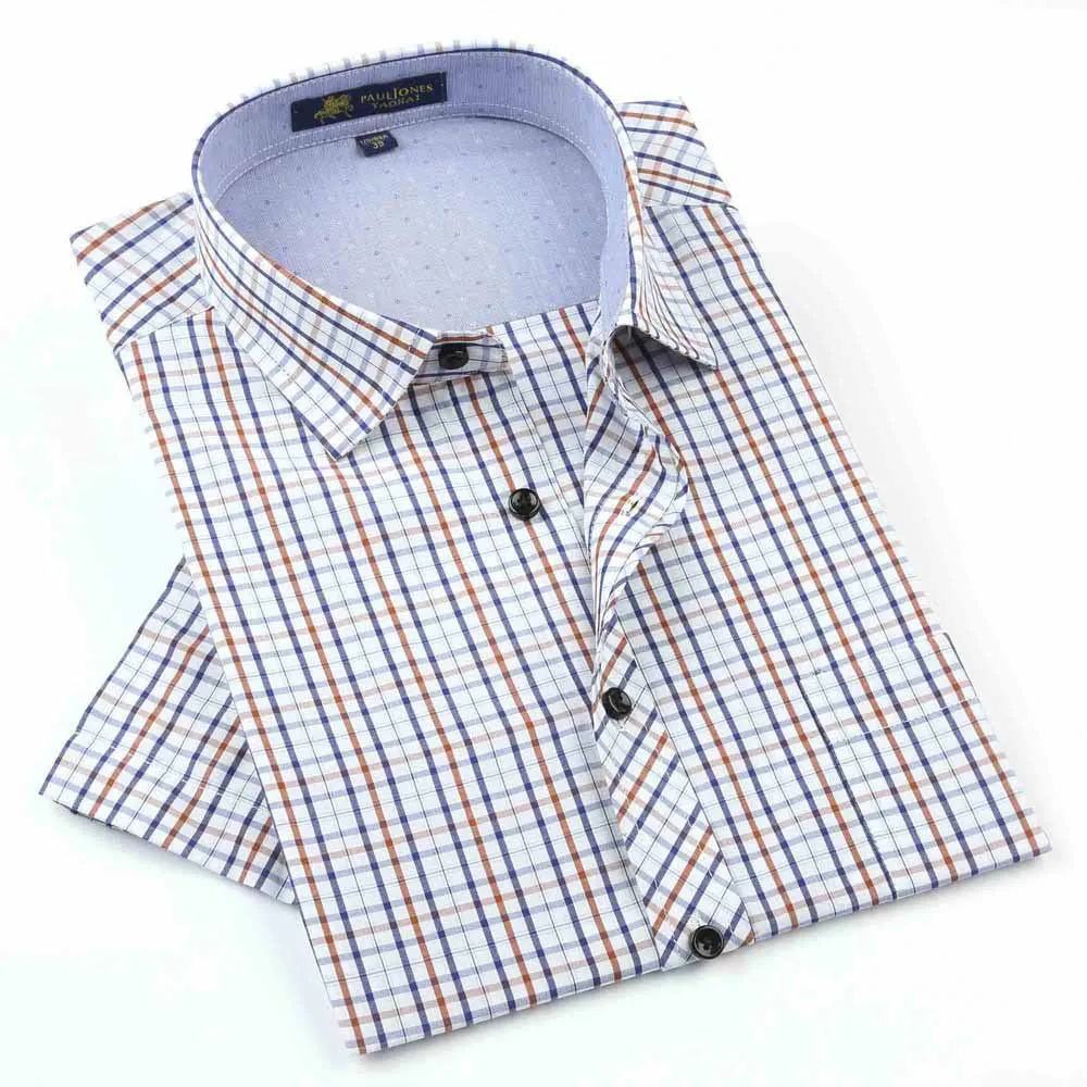 Men's shirts Fashion Casual Plaid short sleeve shirt men Dress shirt spring summber style shirts for man