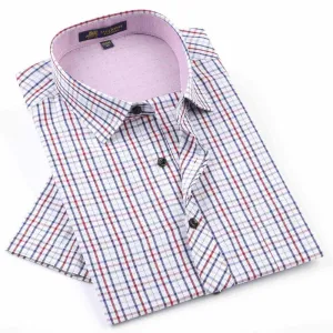 Men's shirts Fashion Casual Plaid short sleeve shirt men Dress shirt spring summber style shirts for man