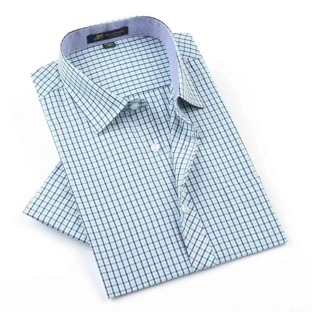 Men's shirts Fashion Casual Plaid short sleeve shirt men Dress shirt spring summber style shirts for man