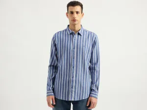 Men's Slim Fit Spread Collar Striped Shirts