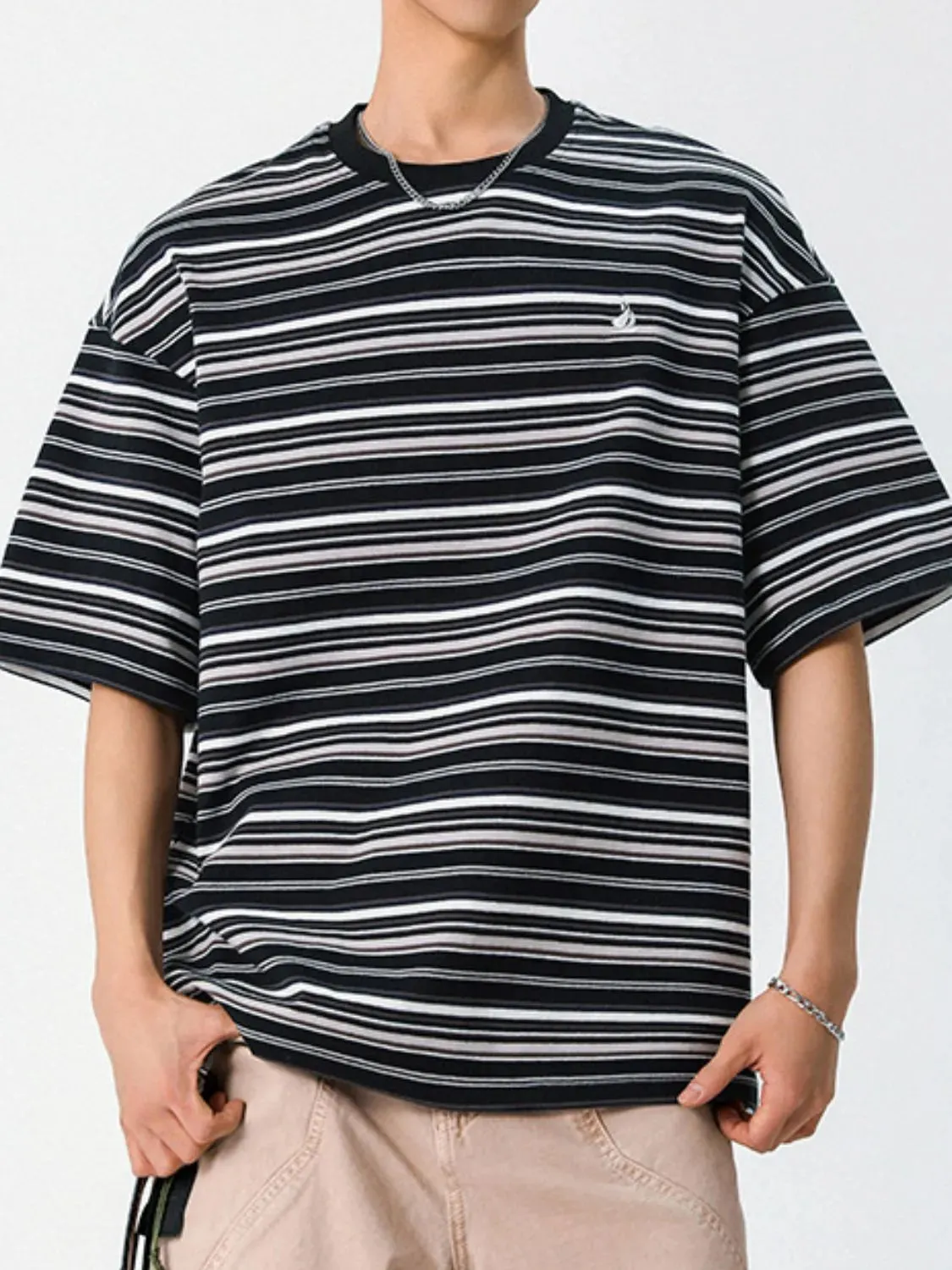 Men's Striped Round Neck Half Sleeve T-Shirt