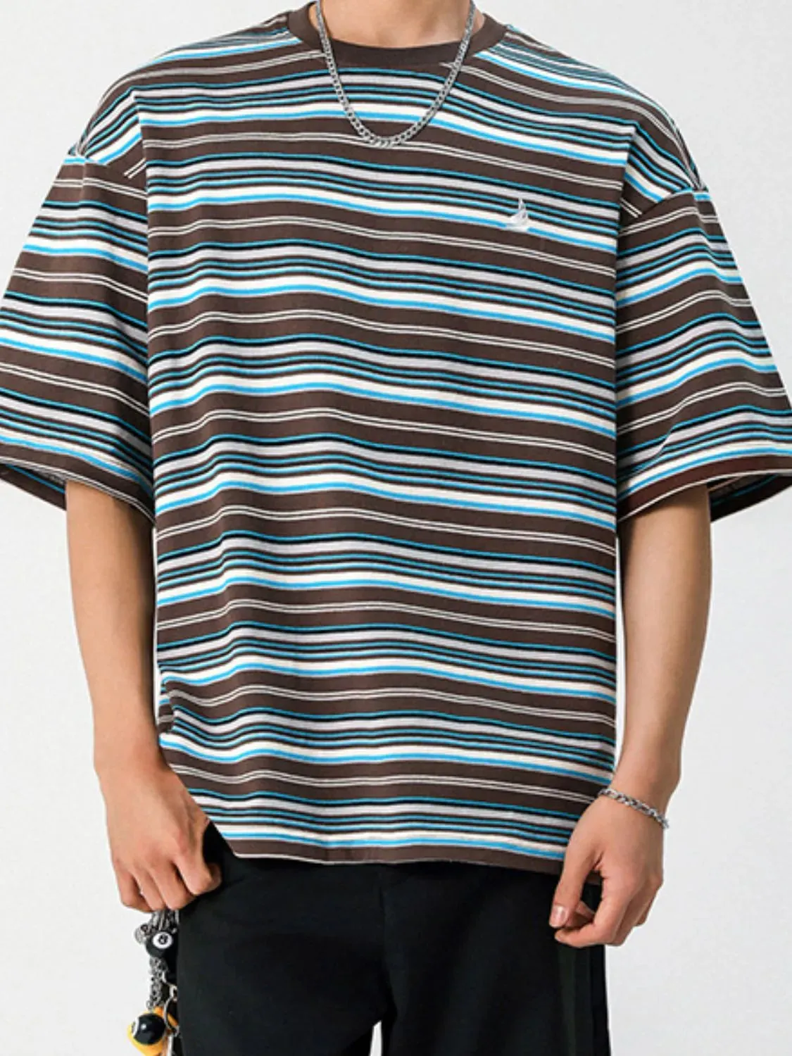 Men's Striped Round Neck Half Sleeve T-Shirt