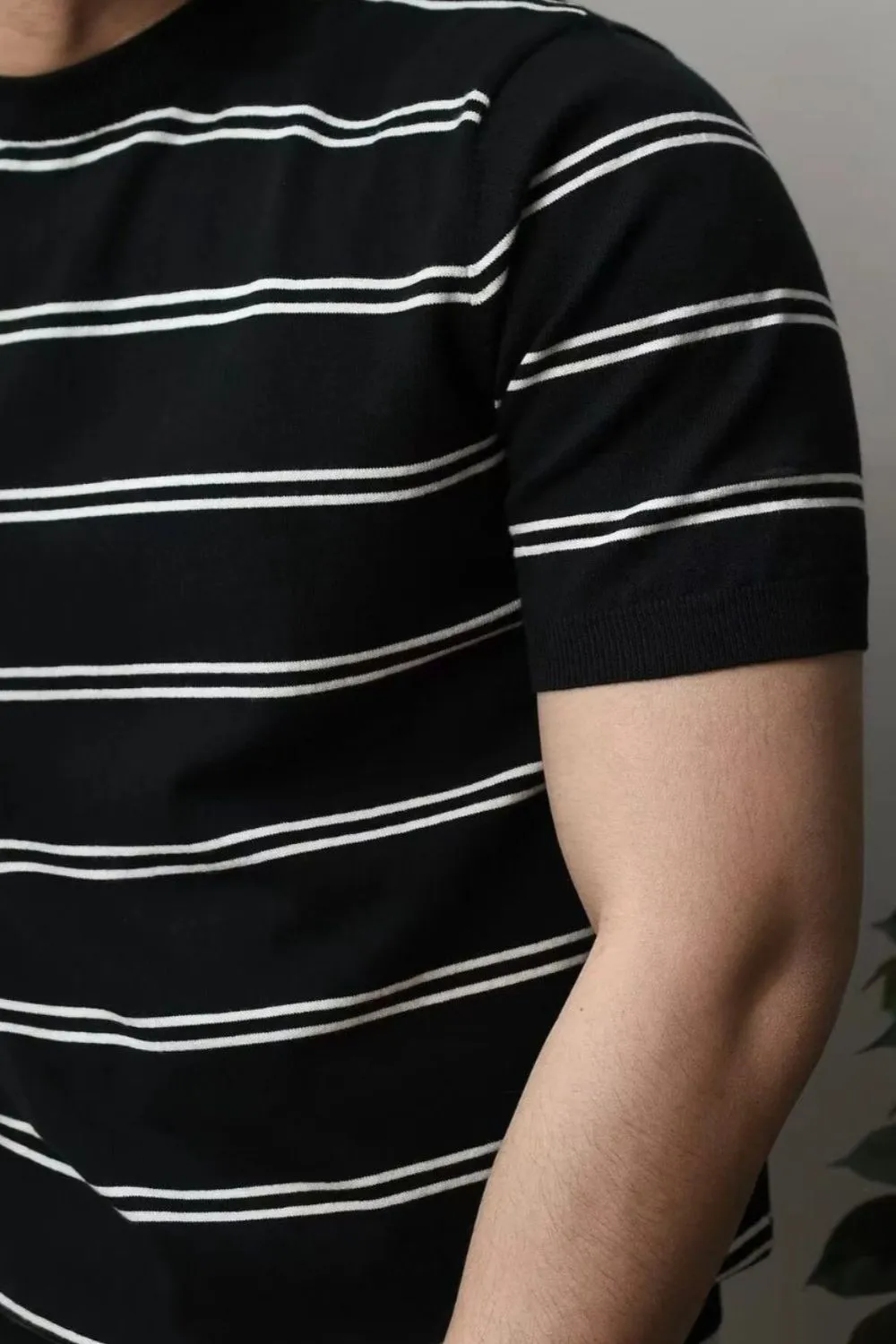 Men's Striped Round Neck T-Shirt | Comfortable and Versatile Cotton-Polyester Blend | Plus Sizes Available