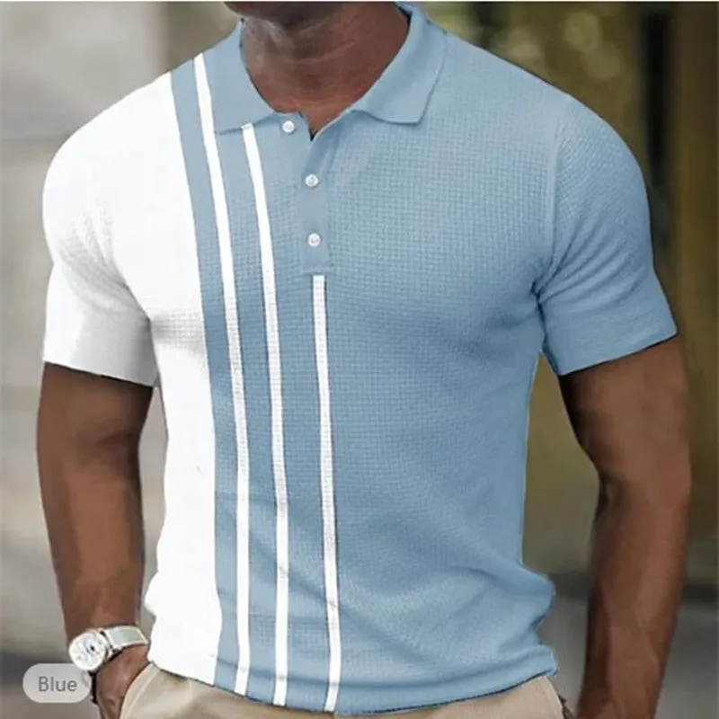 Men's Vertically Striped Collared Golf Shirt