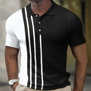 Men's Vertically Striped Collared Golf Shirt