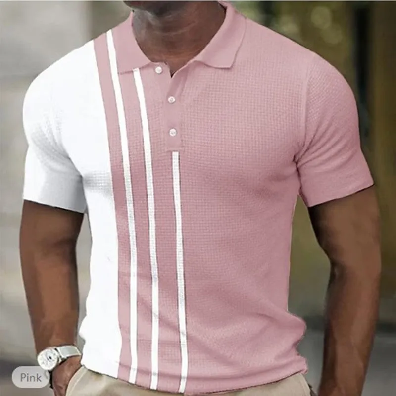 Men's Vertically Striped Collared Golf Shirt