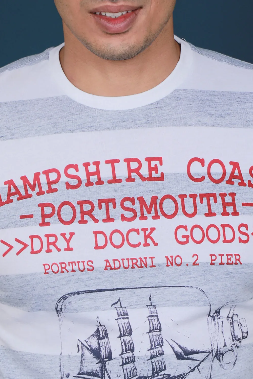 Men's White Single Jersey Printed Round Neck T-shirt