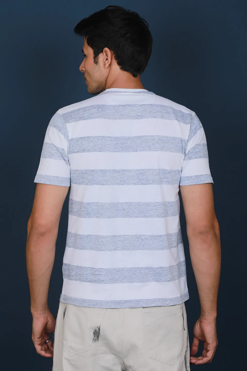 Men's White Single Jersey Printed Round Neck T-shirt