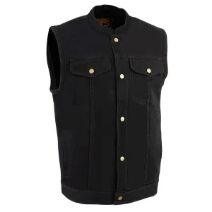 Milwaukee Leather DM2238 Men's Black Denim Snap Front Club Style Vest