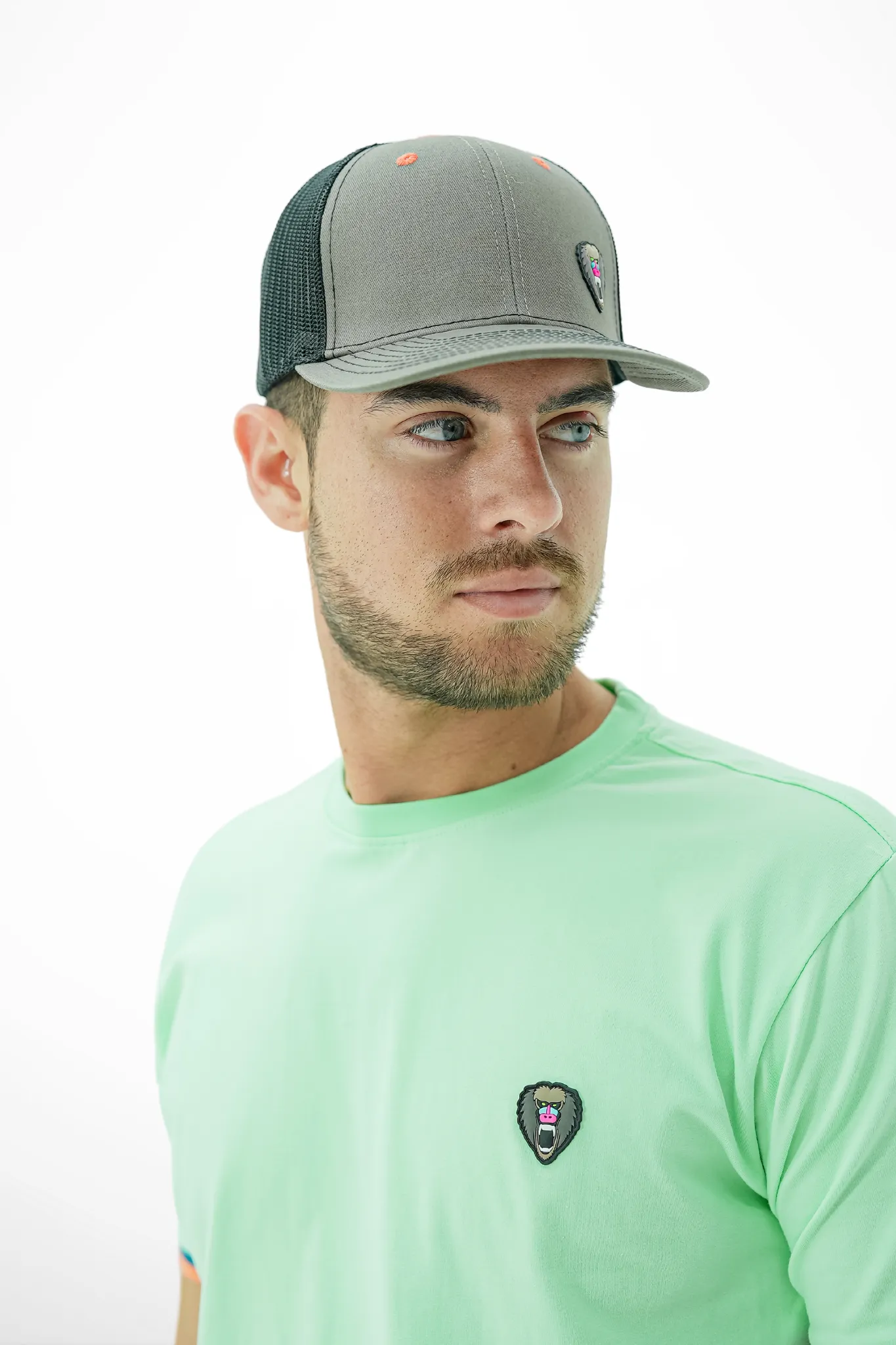 MINT CUFF RIBBED BLUE/ORANGE CREW NECK