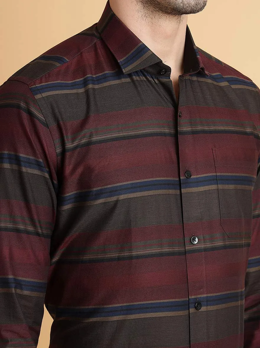 Multicolor Striped Slim Fit Formal Shirt | Metal