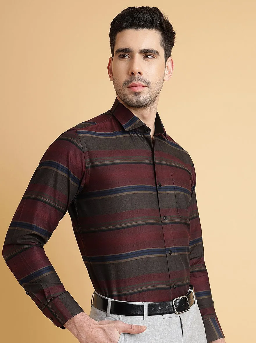 Multicolor Striped Slim Fit Formal Shirt | Metal