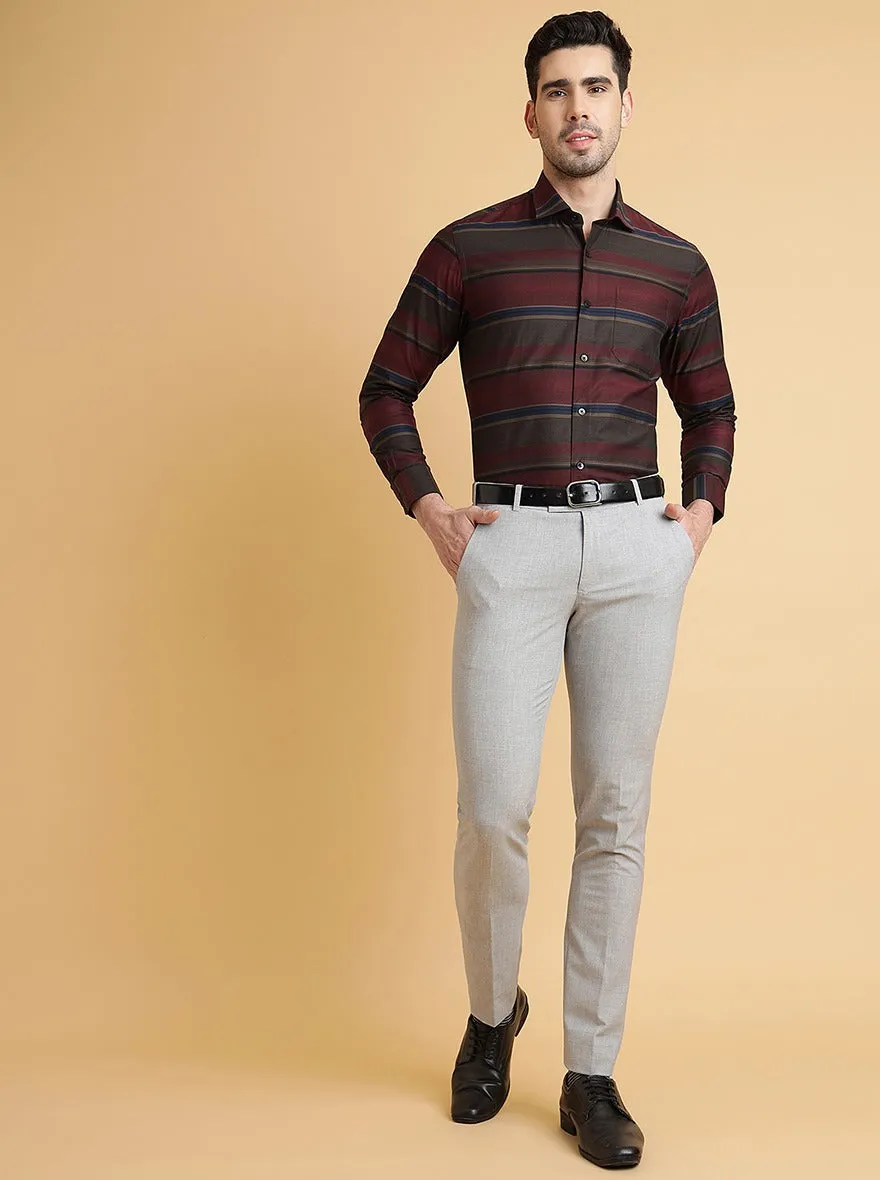 Multicolor Striped Slim Fit Formal Shirt | Metal