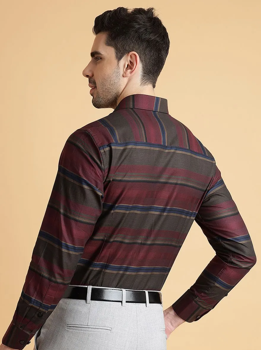 Multicolor Striped Slim Fit Formal Shirt | Metal