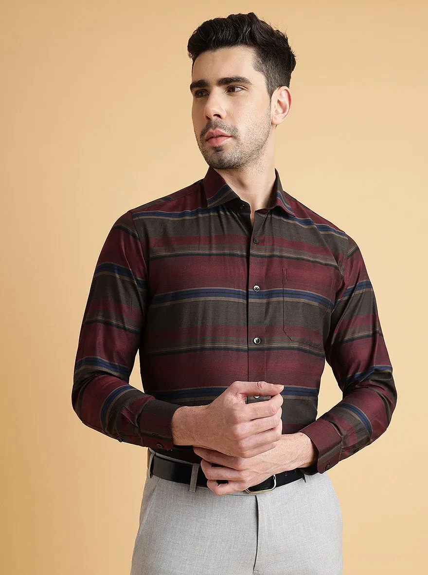 Multicolor Striped Slim Fit Formal Shirt | Metal